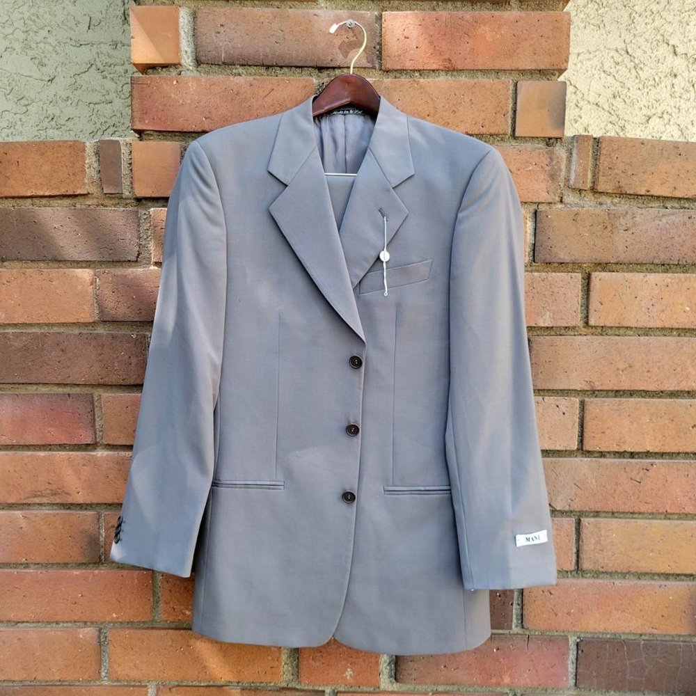 MANI 3 Button Grey 37 Regular Men's Suit